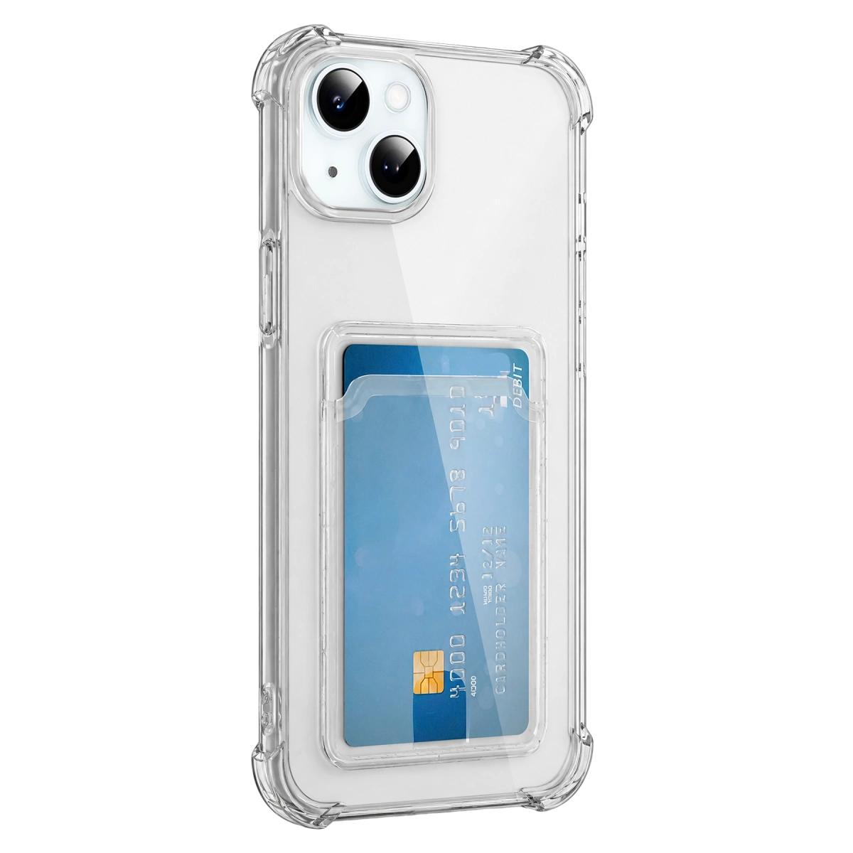İphone 15 Kılıf Kart Şeffaf Silikon - Şeffaf