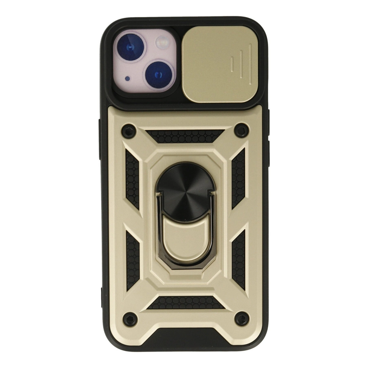 İphone 15 Kılıf Pars Lens Yüzüklü Silikon - Gold