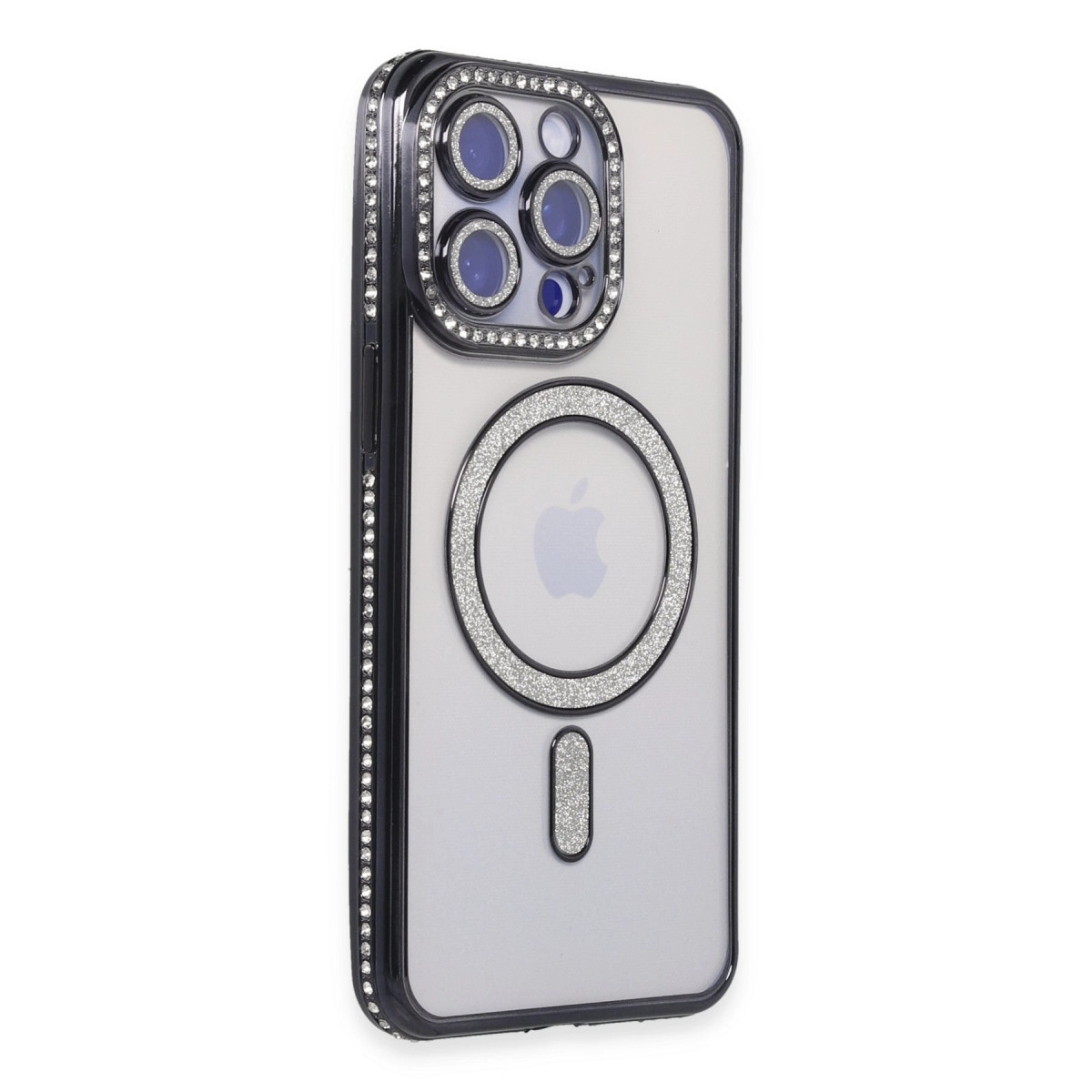 İphone 15 Pro Kılıf Joke Simli Magneticsafe Kılıf - Siyah