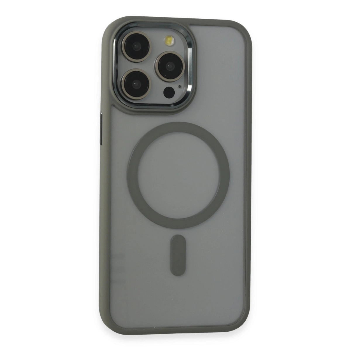 İphone 15 Pro Max Kılıf Room Magneticsafe Silikon - Gri