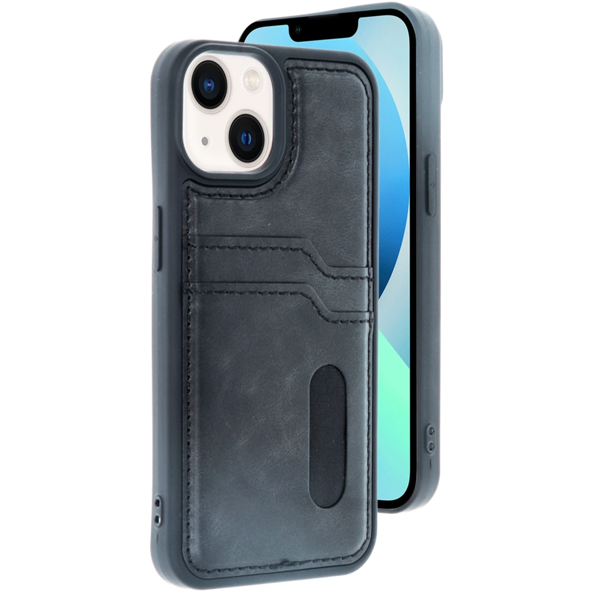 İphone 15 Sara Kartvizitli Deri Kılıf - Siyah
