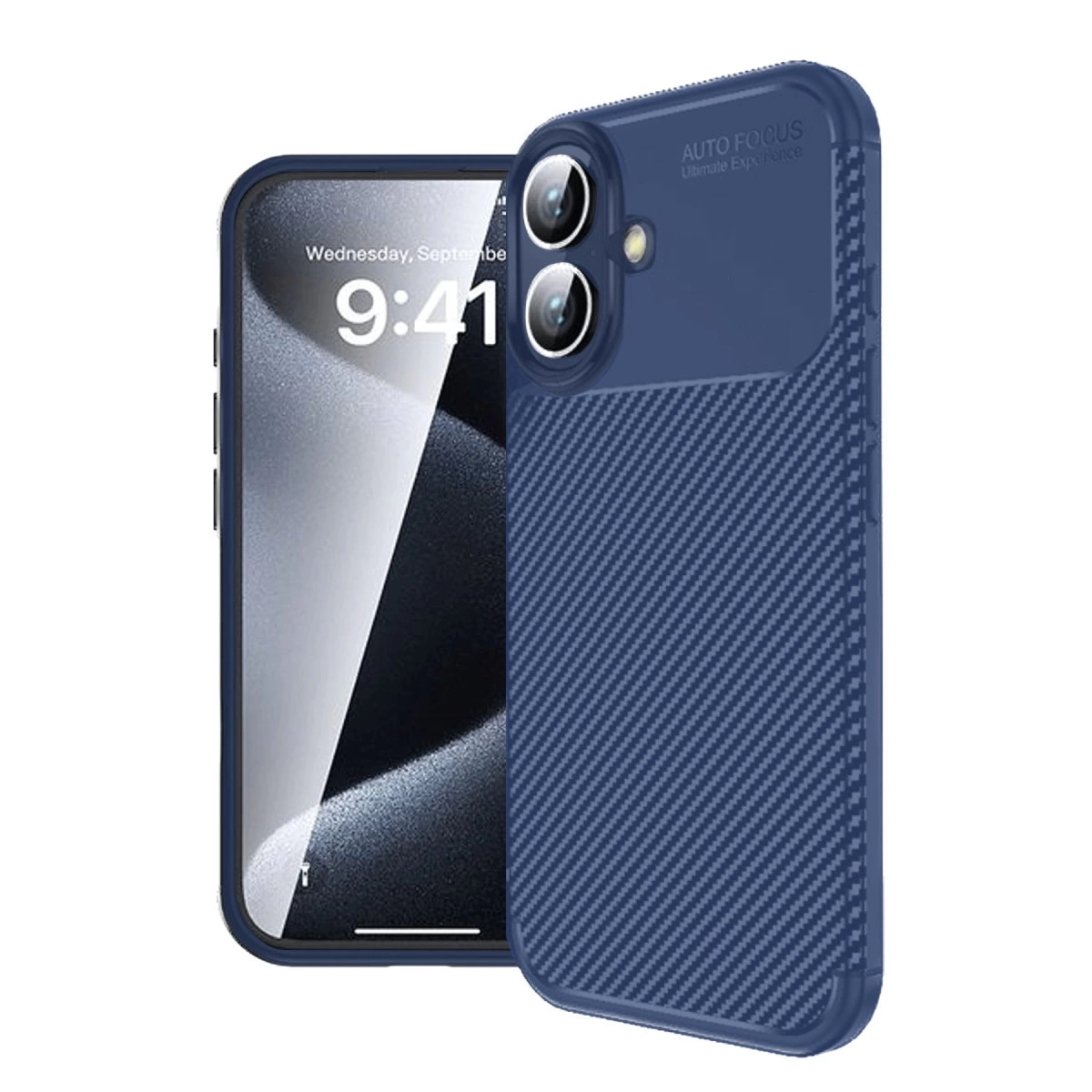 İphone 16 Kılıf Auto Focus Karbon Kapak - Lacivert