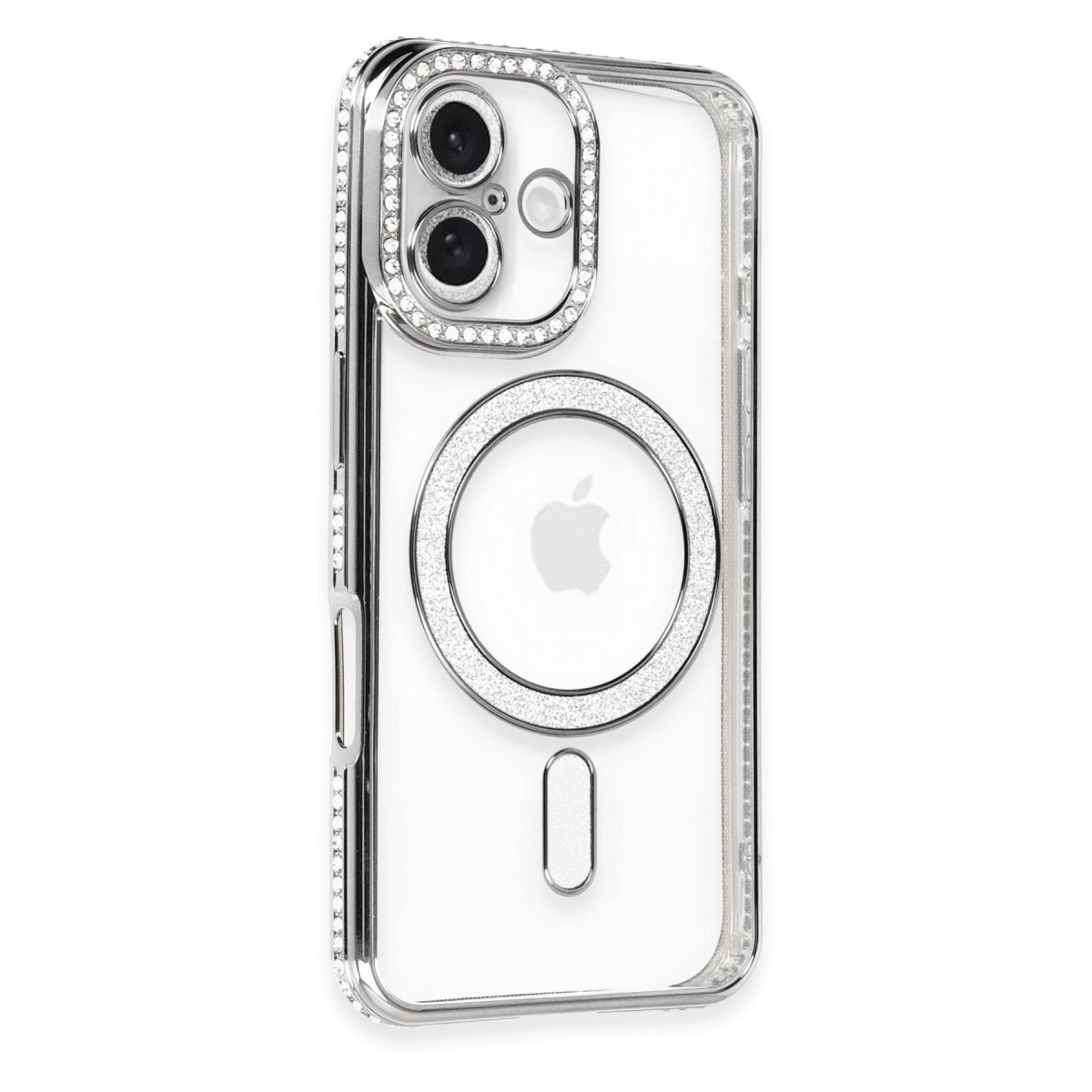 İphone 16 Kılıf Joke Simli Magneticsafe Kılıf - Gri