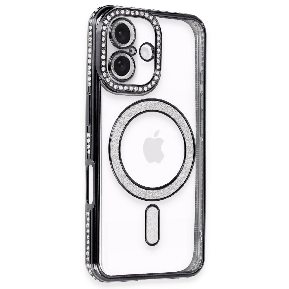 İphone 16 Kılıf Joke Simli Magneticsafe Kılıf - Siyah