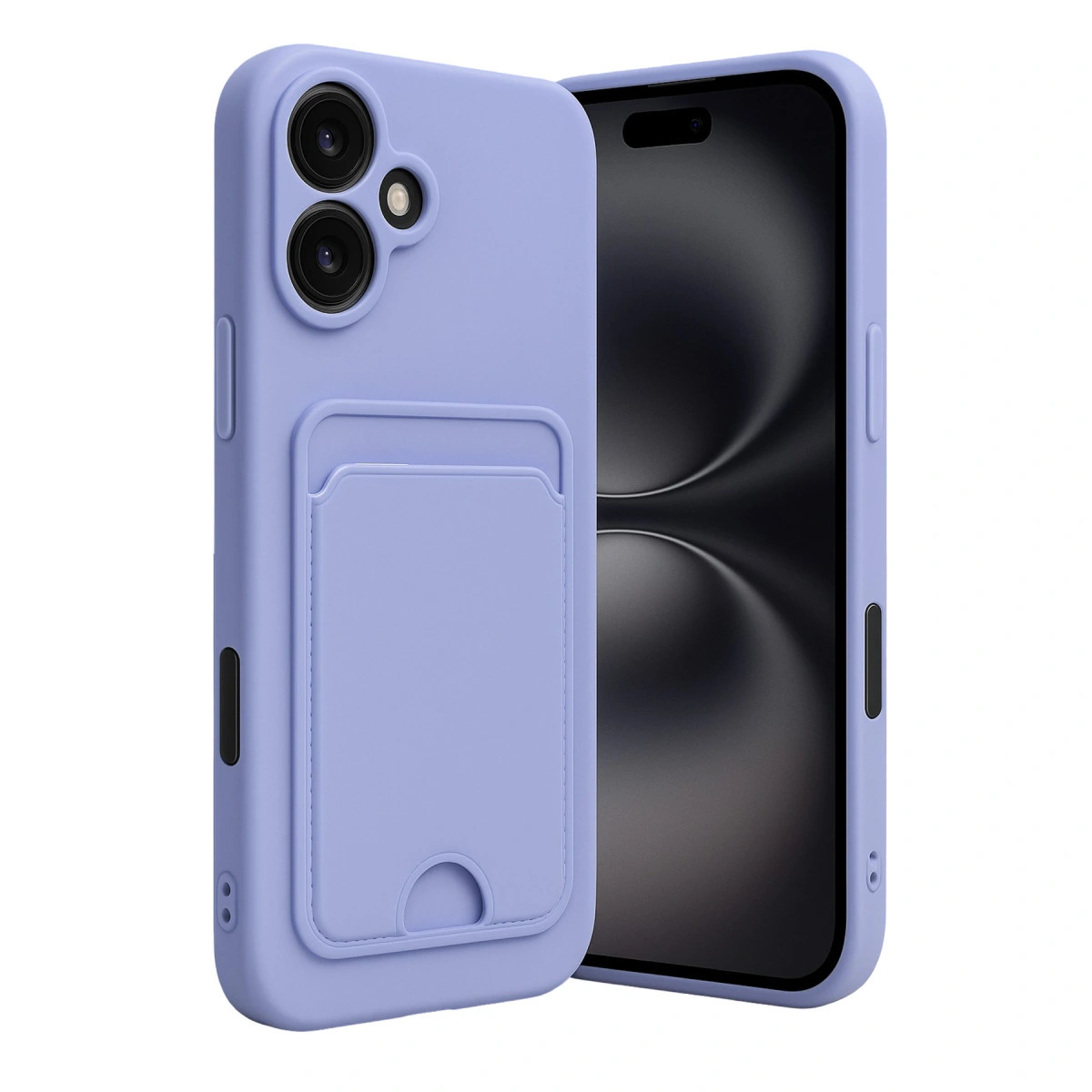 İphone 16 Kılıf Kelvin Kartvizitli Silikon - Lila