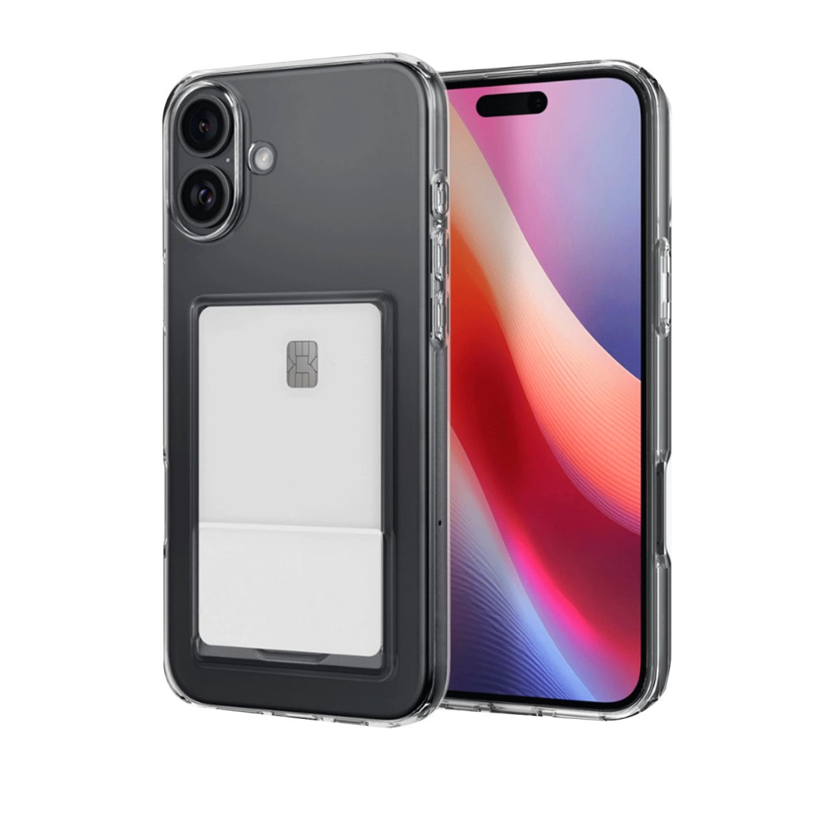 İphone 16 Plus Kılıf Kart Şeffaf Silikon - Şeffaf