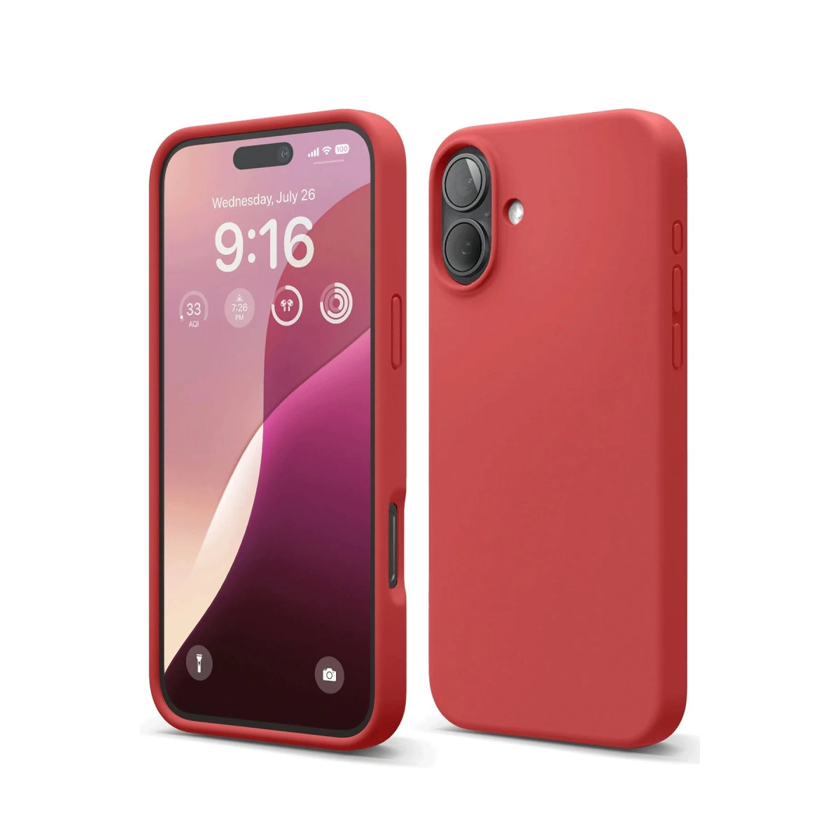 İphone 16 Plus Kılıf Nano İçi Kadife Silikon - Kırmızı