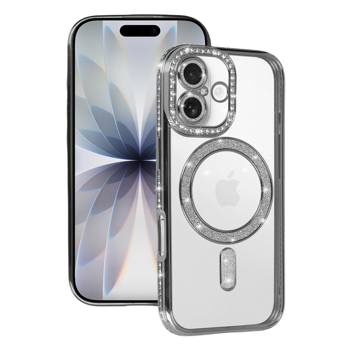 İphone 17 Joke Simli Magneticsafe Kılıf - Gümüş
