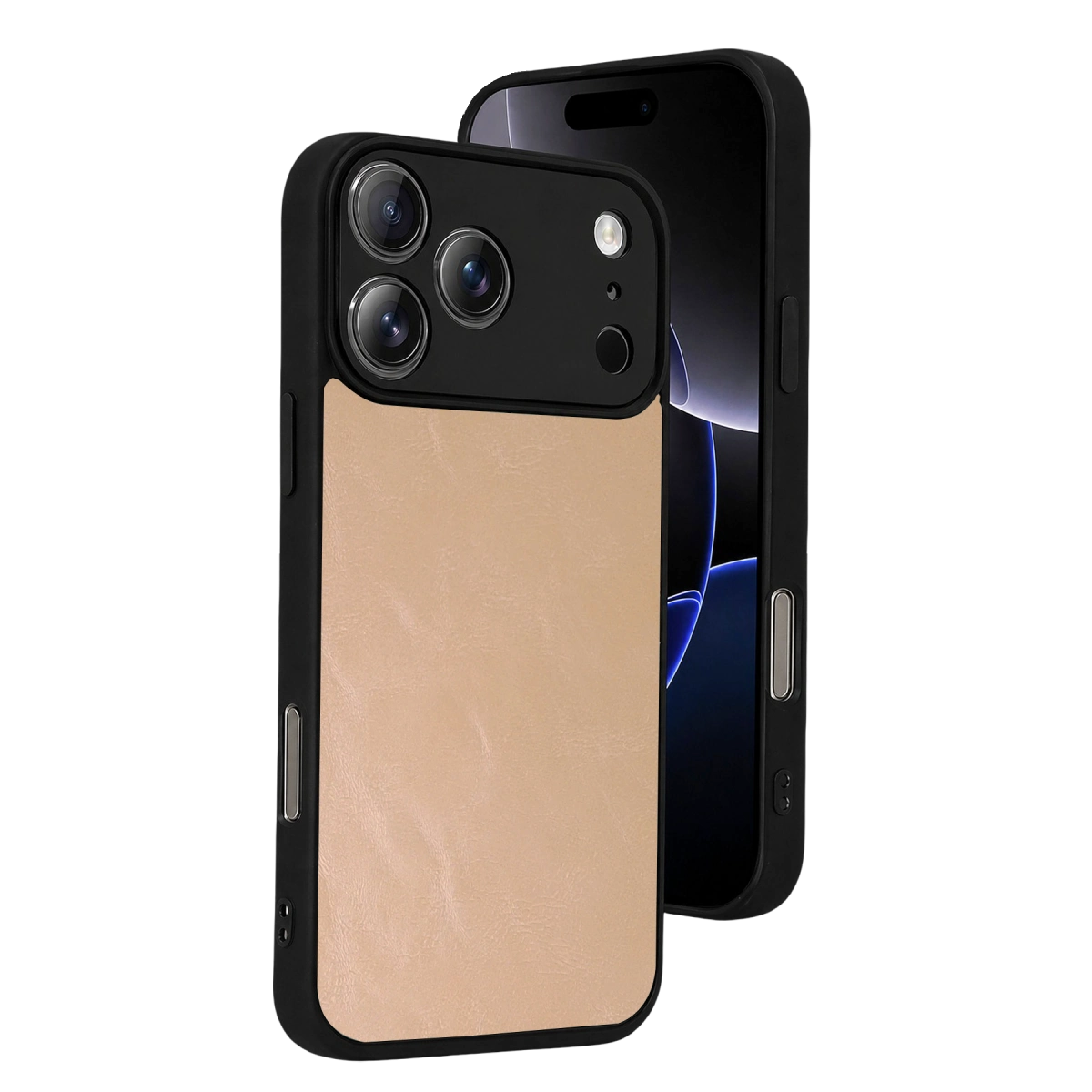 İphone 17 Pro Aras Deri Kapak - Pudra