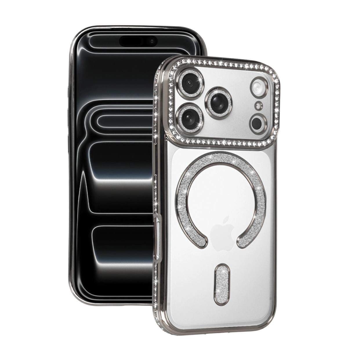 İphone 17 Pro Joke Simli Magneticsafe Kılıf - Gümüş