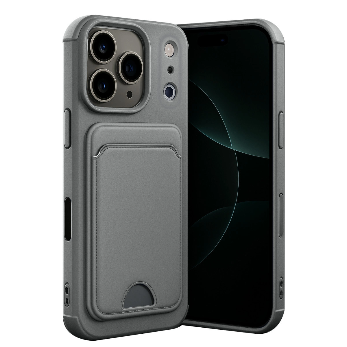 İphone 17 Pro Max Kelvin Kartvizitli Silikon - Gri