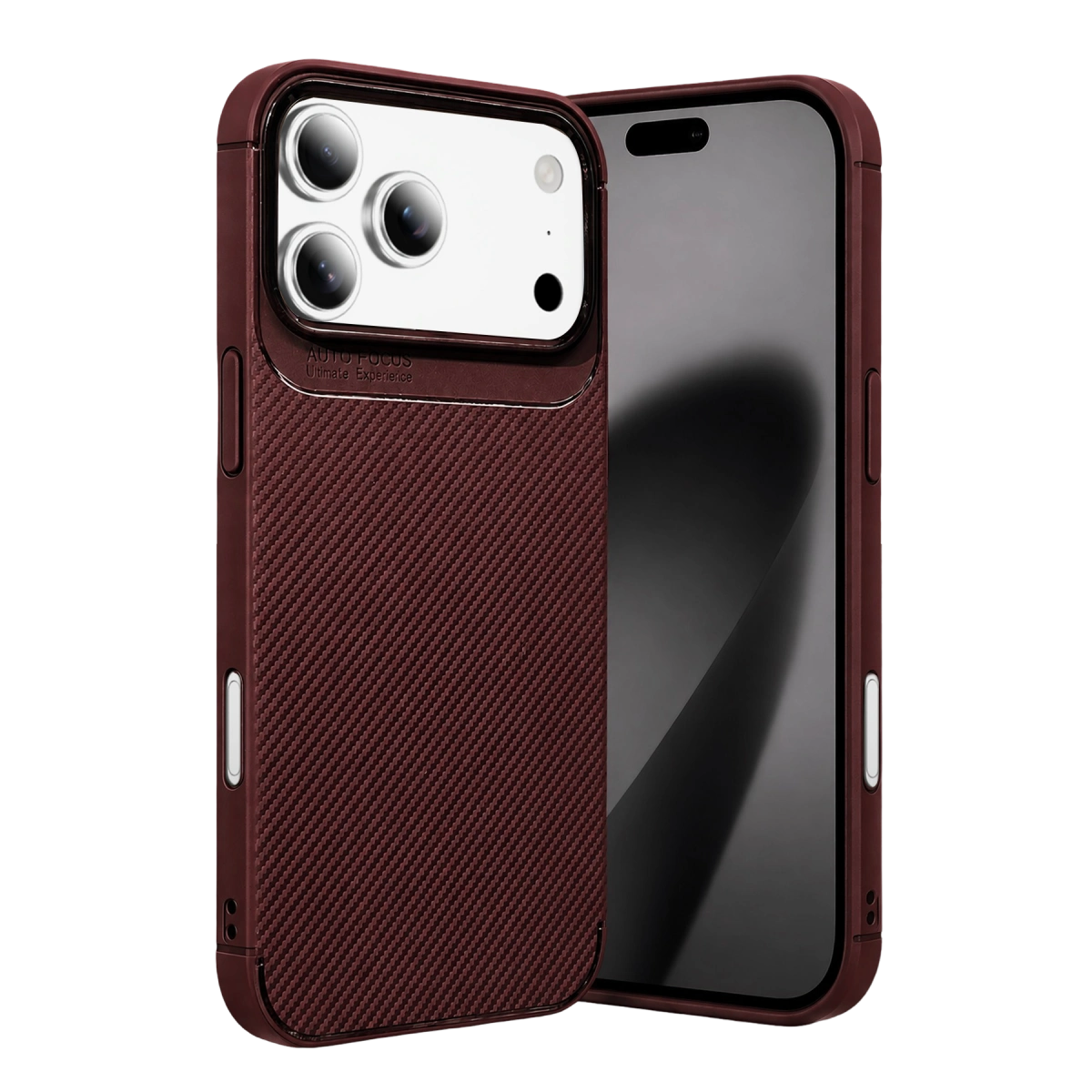İphone 18 Pro Max Auto Focus Karbon Kapak - Bordo