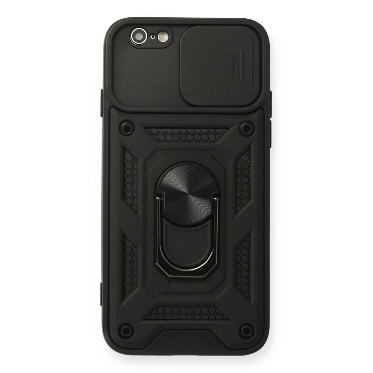 İphone 6 Kılıf Pars Lens Yüzüklü Silikon - Siyah