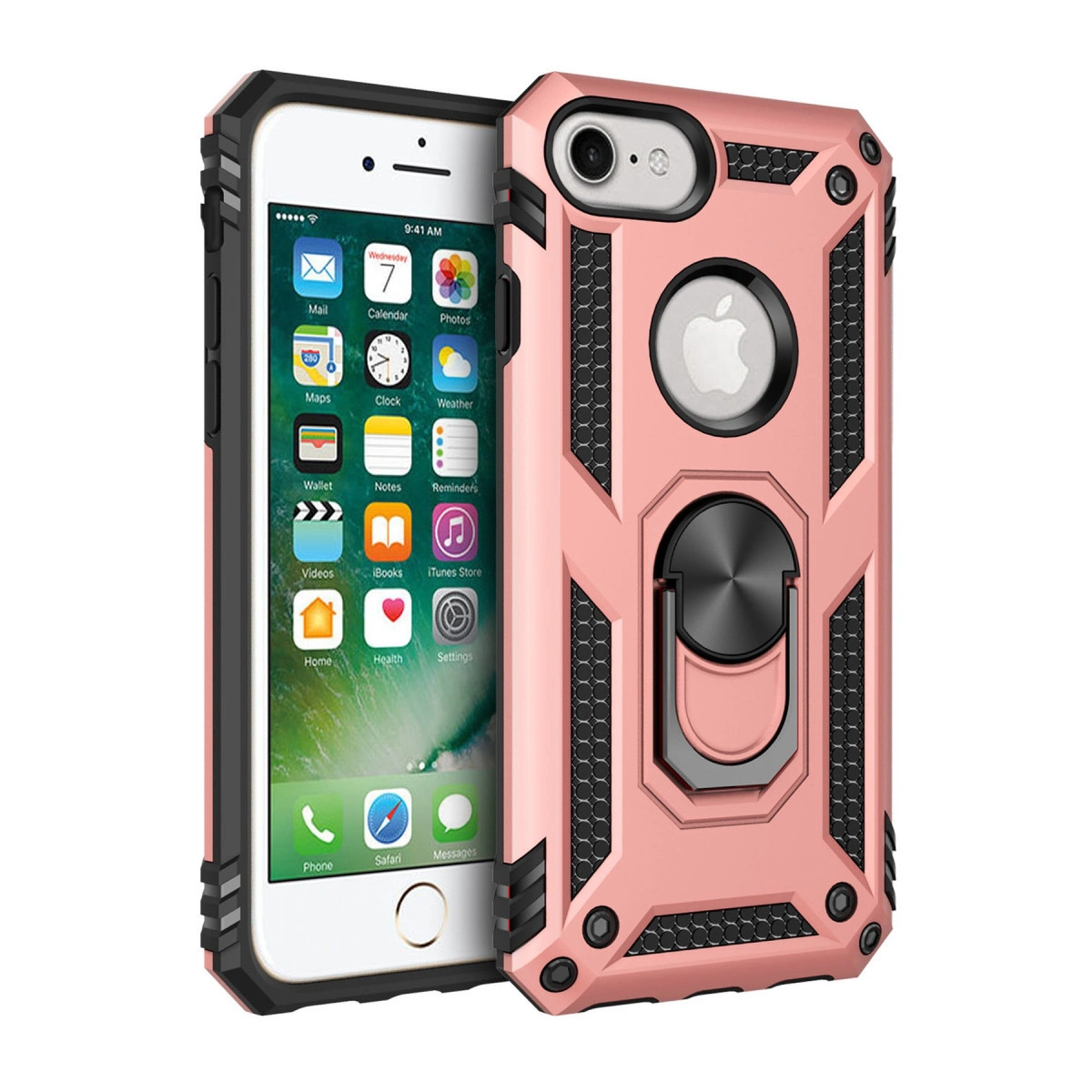 İphone 7 Kılıf Sofya Yüzüklü Silikon Kapak - Rose