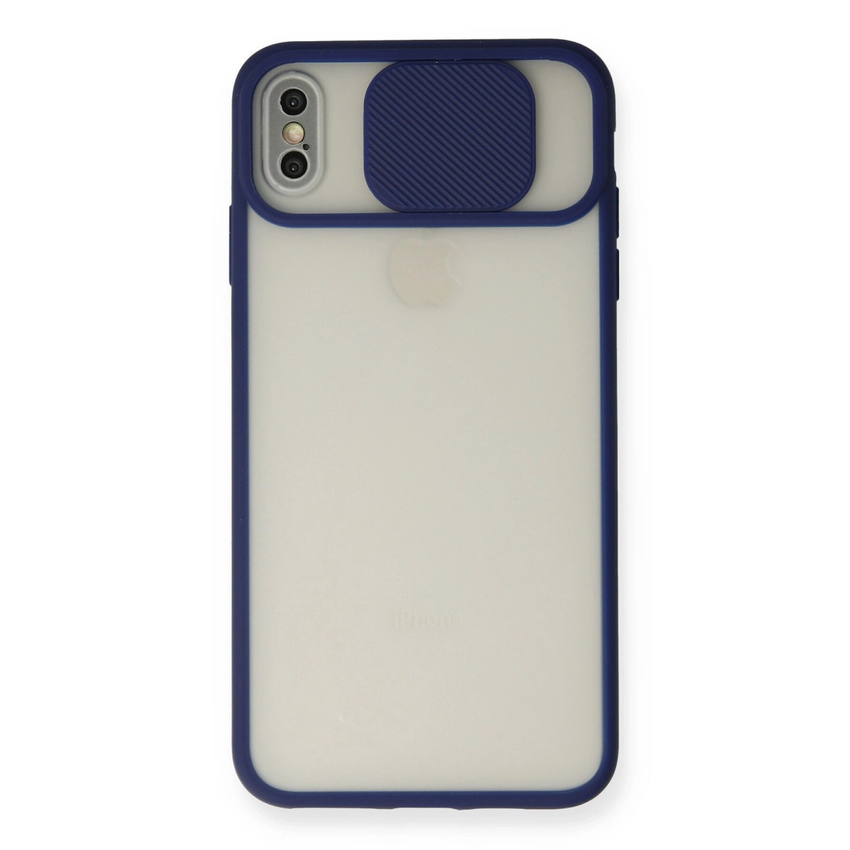İphone Xs Max Kılıf Palm Buzlu Kamera Sürgülü Silikon - Lacivert