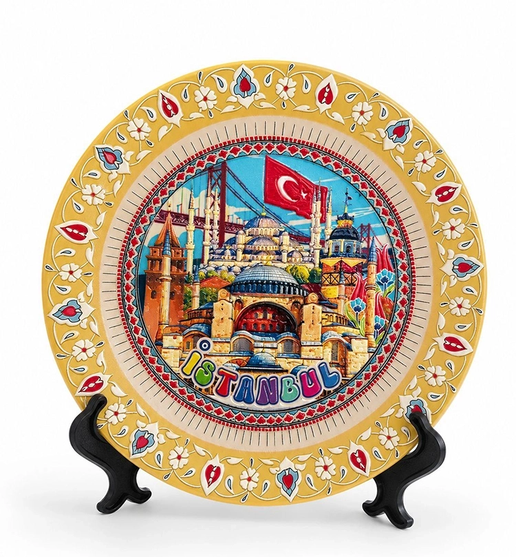İstanbul Temalı Porselen Dekoratif Tabak 18 Cm