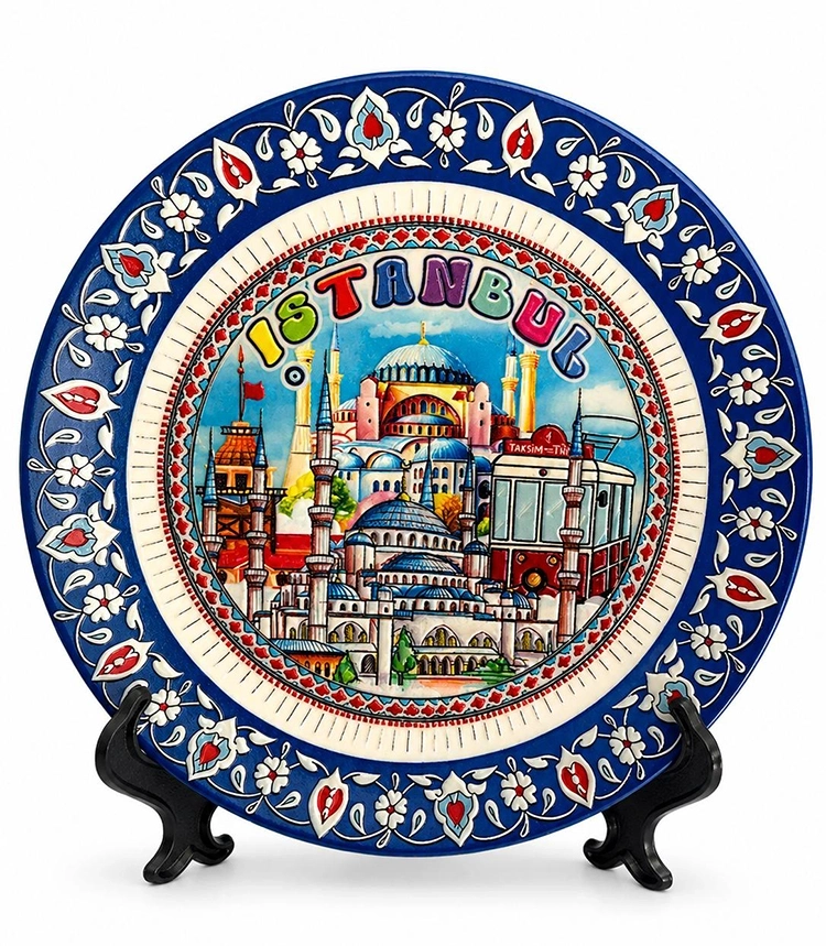 İstanbul Temalı Porselen Dekoratif Tabak 20 Cm