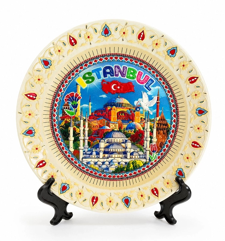 İstanbul Temalı Porselen Dekoratif Tabak 20 Cm