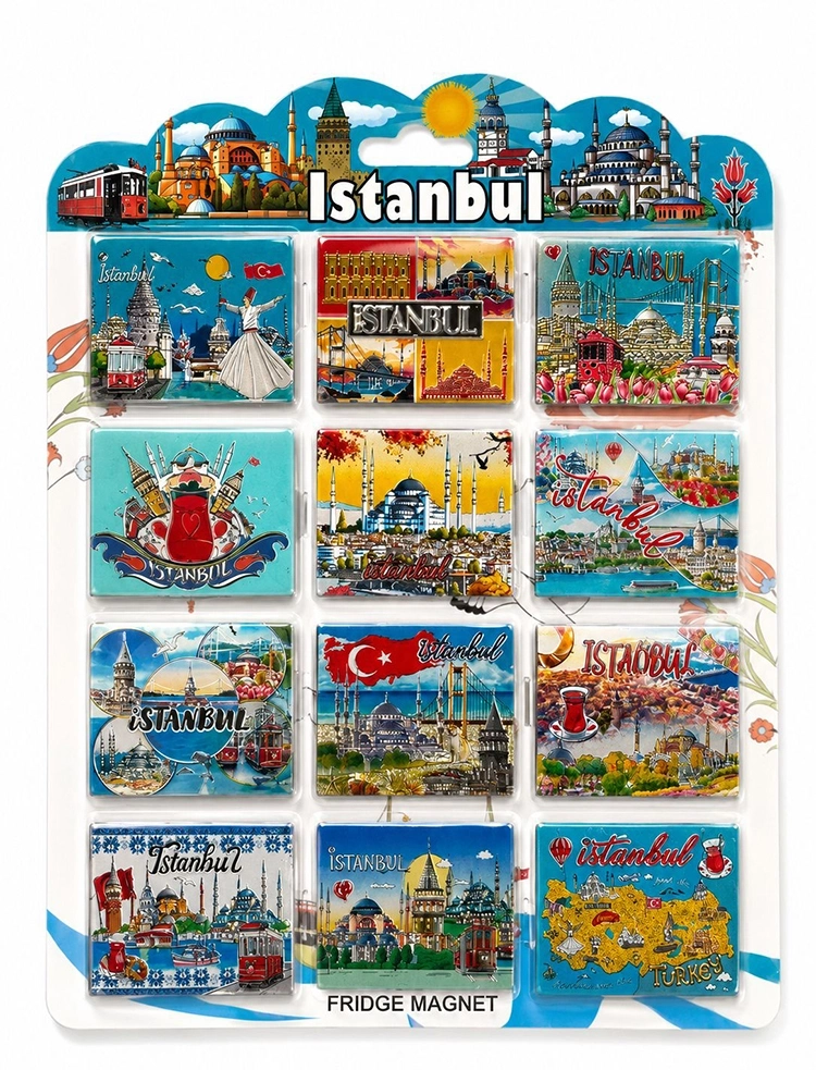 İstanbul Temalı Silikon Buzdolapı Süsü Magnet 12'li Set