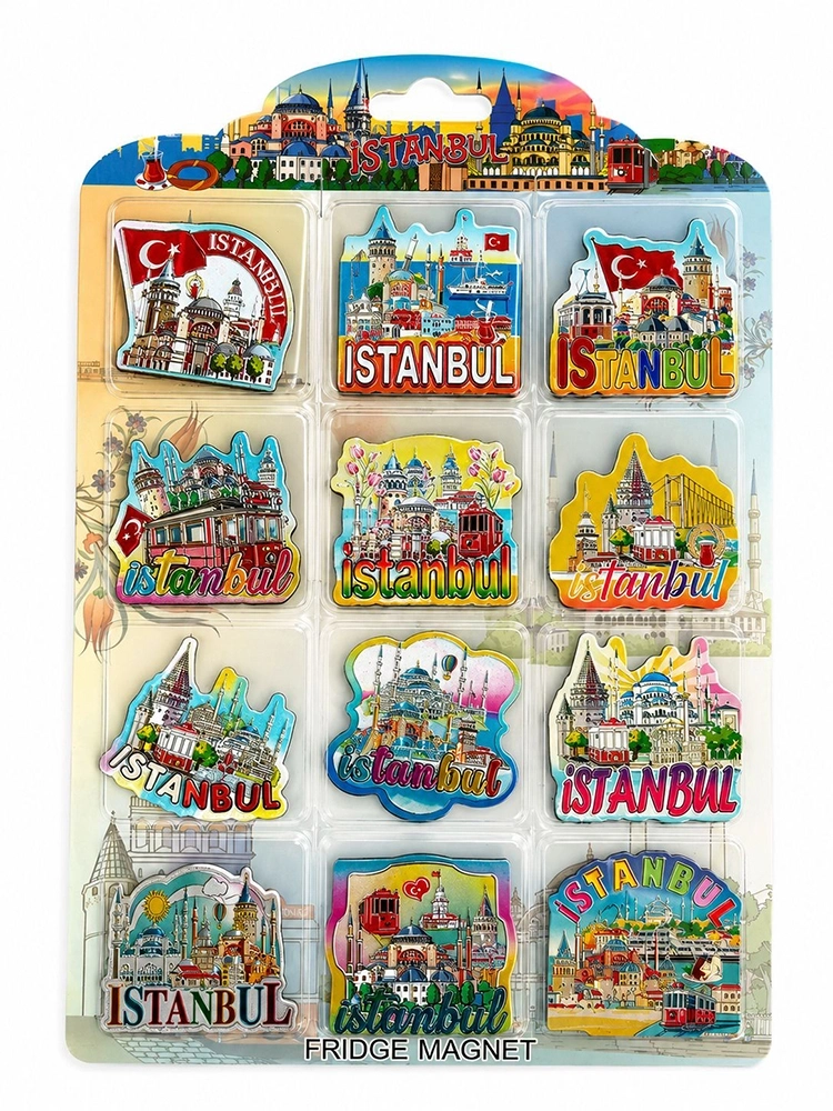 İstanbul Temalı Silikon Buzdolapı Süsü Magnet 12'li Set