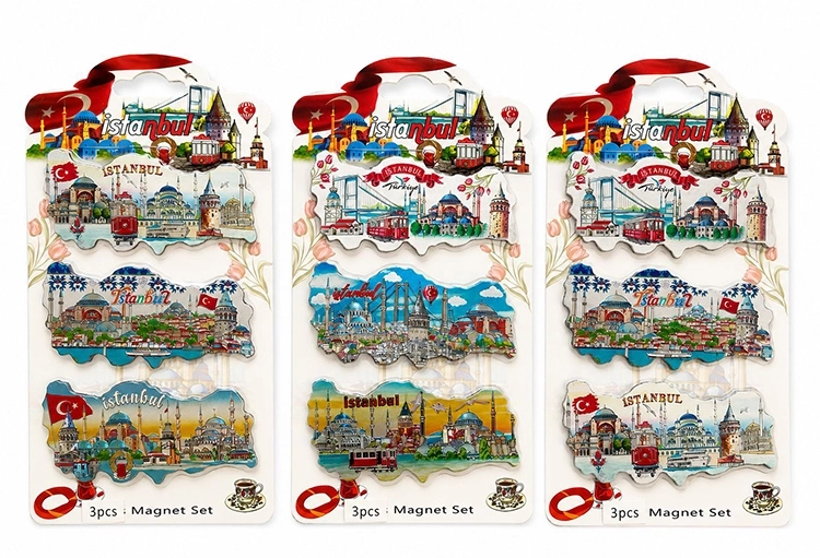 İstanbul Temalı Silikon Buzdolapı Süsü Magnet 3'lü Set