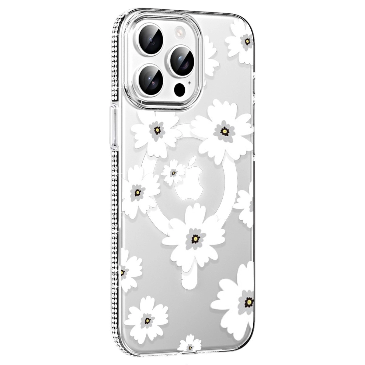 Joko  İphone 15 Pro Floral Magsafe Kapak - Beyaz