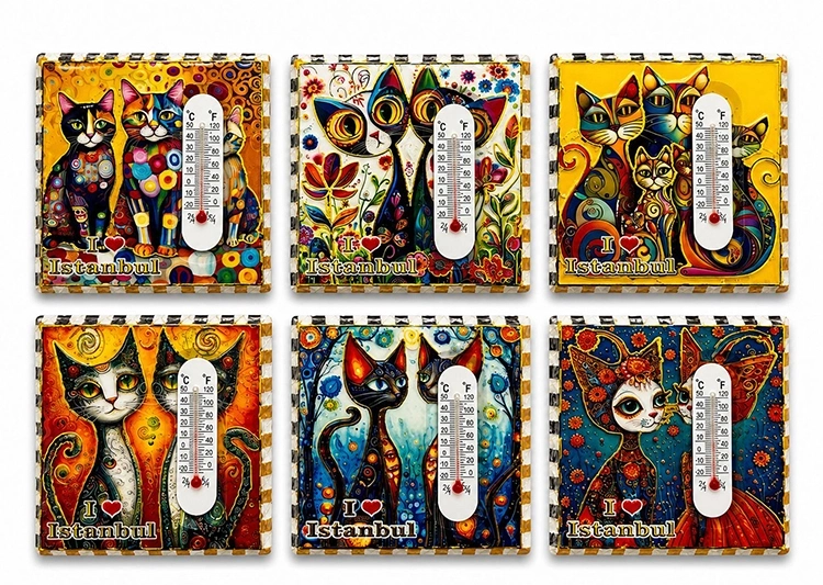 Kedi Tasarımı İstanbul Temalı Buzdolapı Süsü Magnet