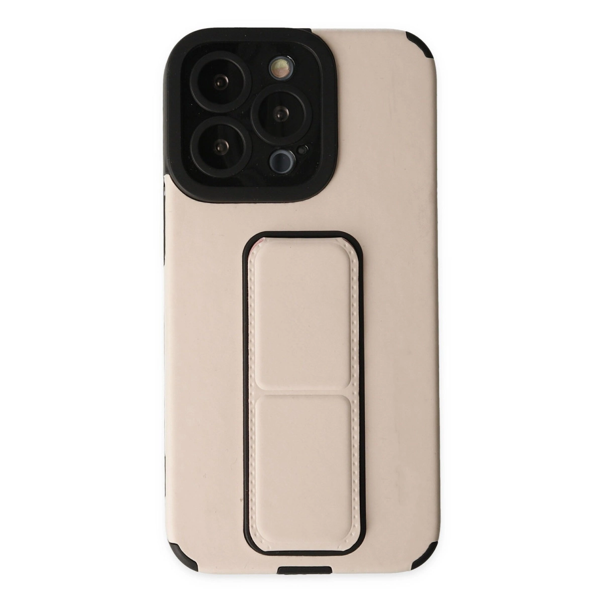 Newface Apple İphone 13 Pro Kılıf Mega Standlı Silikon - Gold