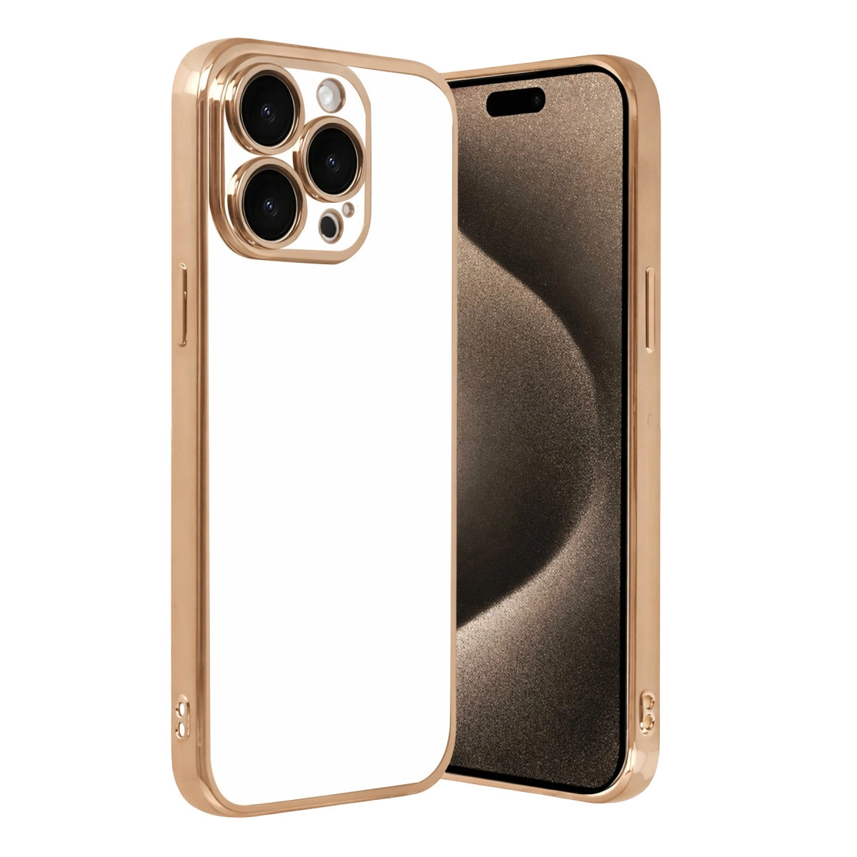 İphone 15 Pro Max Razer Lensli Silikon - Gold
