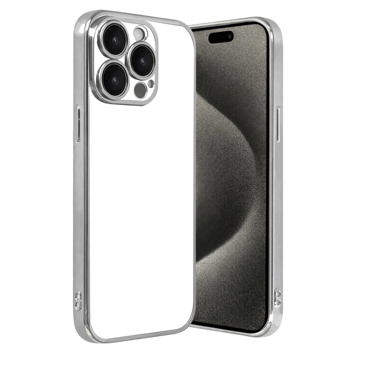 İphone 15 Pro Max Razer Lensli Silikon - Gümüş