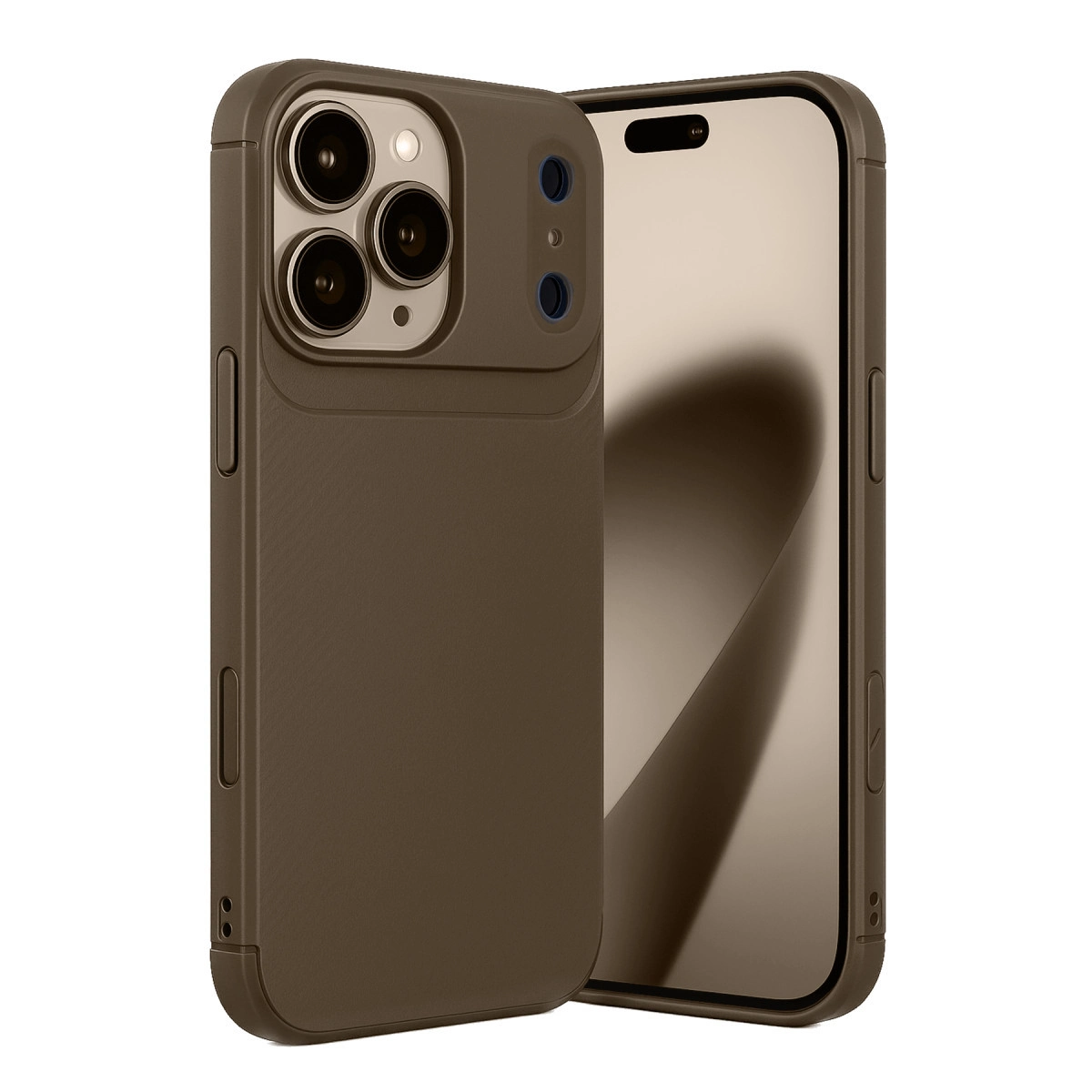 İphone 17 Pro Auto Focus Karbon Kapak - Kahverengi