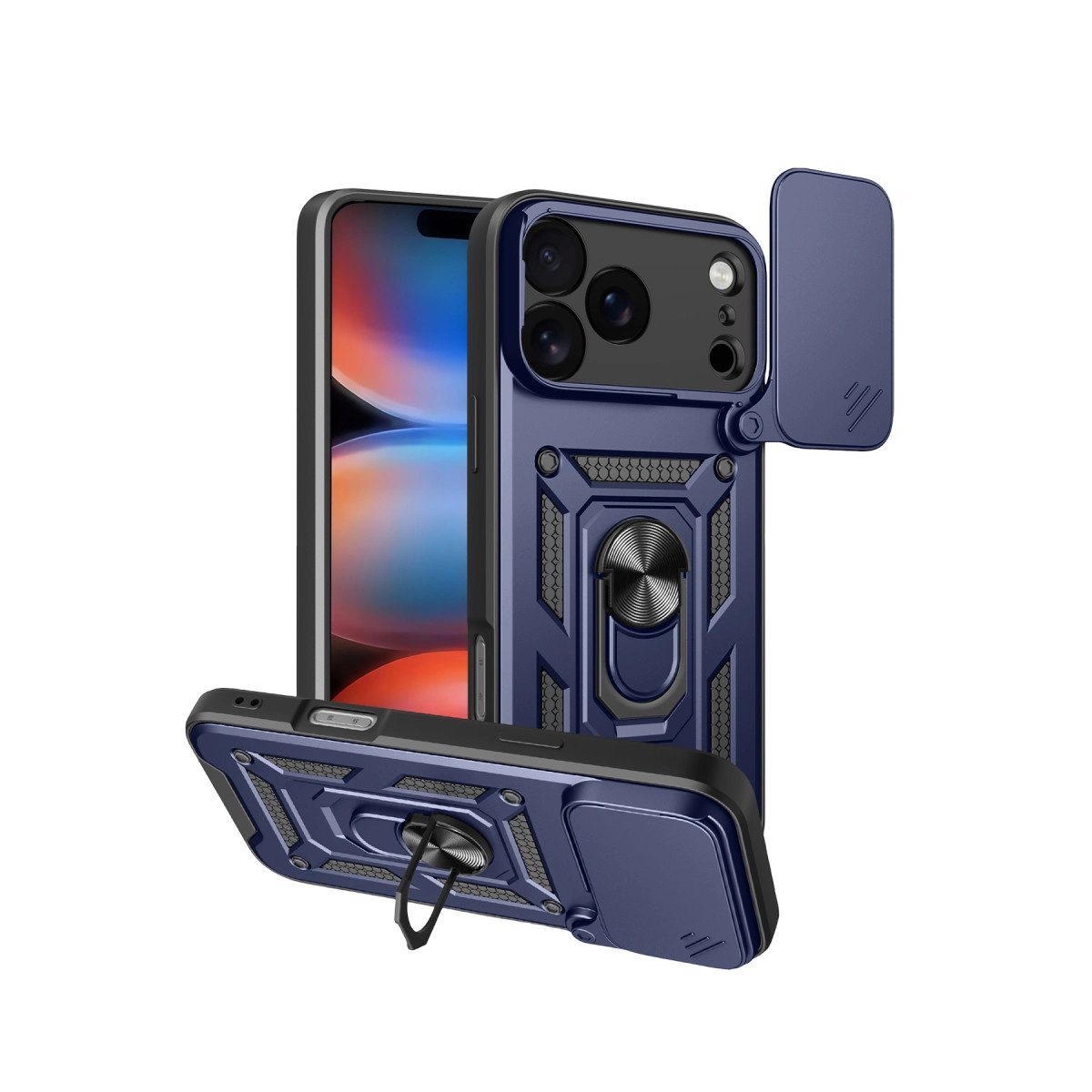 İphone 17 Pro Pars Lens Yüzüklü Silikon - Lacivert