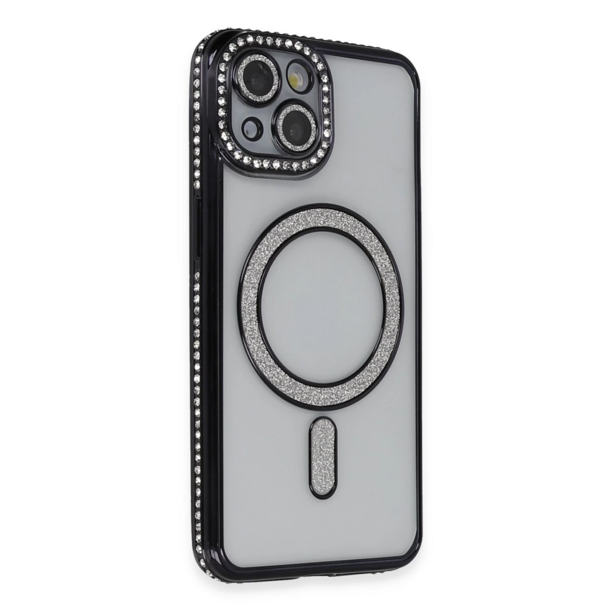 İphone 13 Kılıf Joke Simli Magneticsafe Kılıf - Siyah