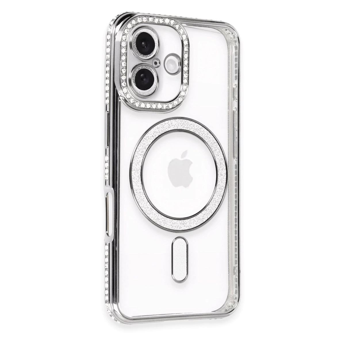 İphone 16 Kılıf Joke Simli Magneticsafe Kılıf - Gri