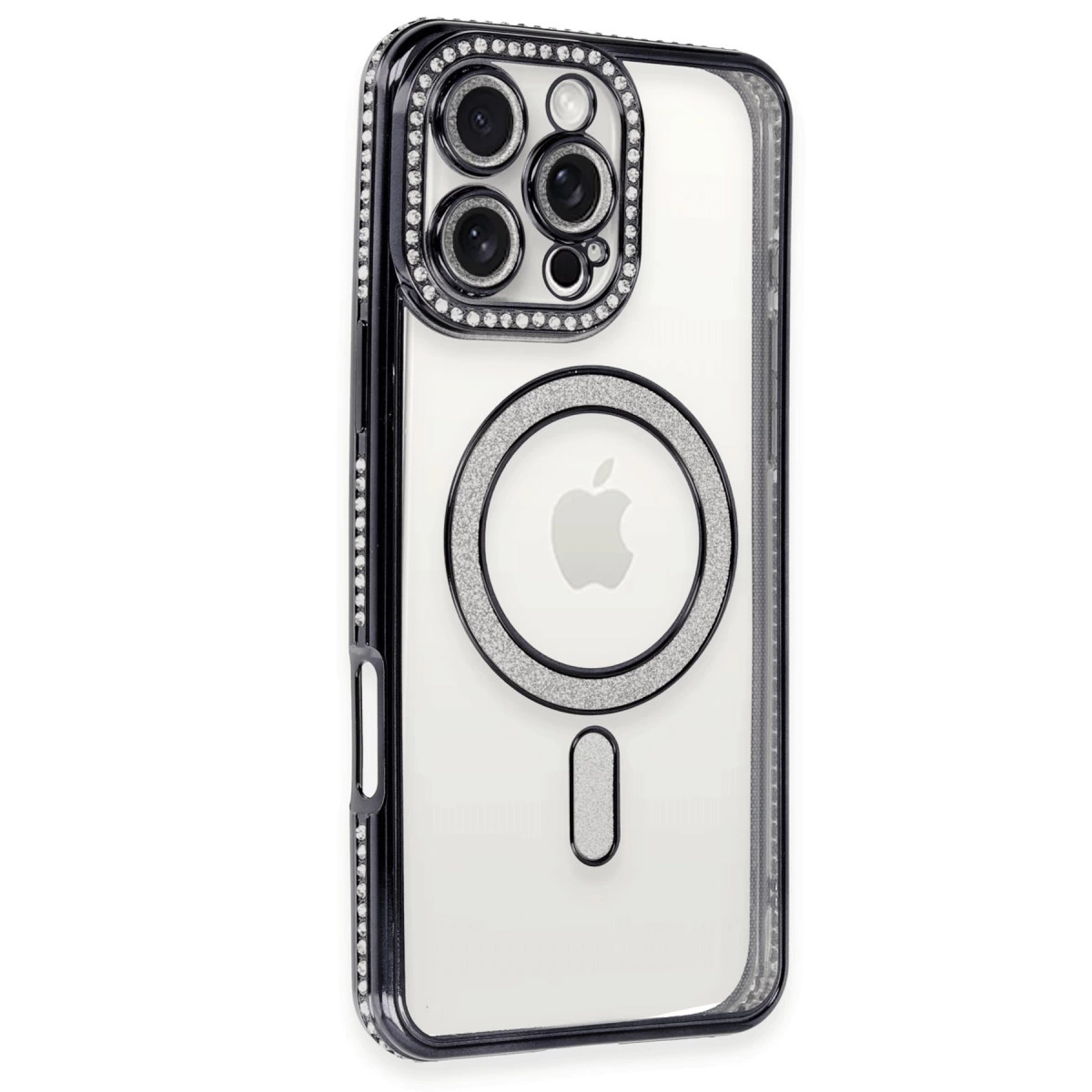 İphone 16 Pro Kılıf Joke Simli Magneticsafe Kılıf - Siyah