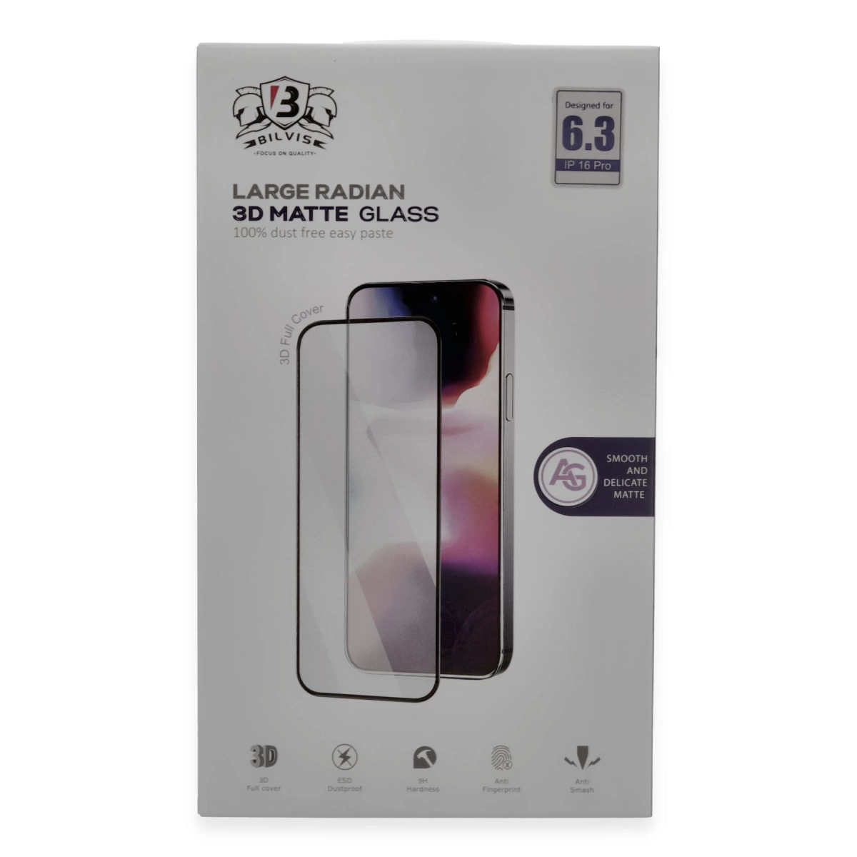 İphone 16 Pro Max Bilvis 3d Mat Cam Ekran Koruyucu