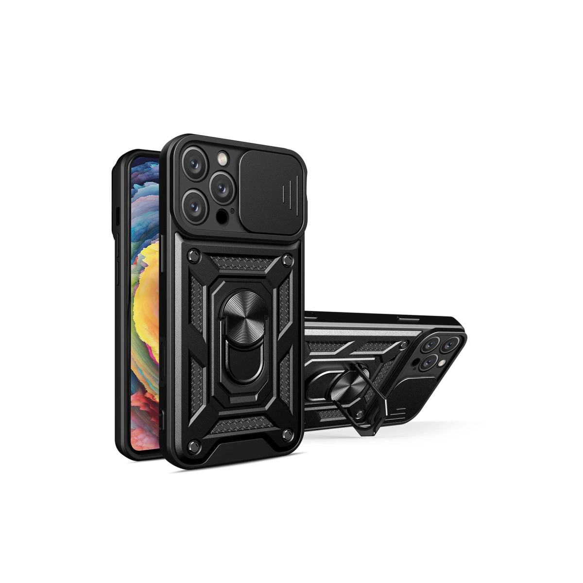 İphone 16 Pro Max Kılıf Pars Lens Yüzüklü Silikon - Siyah