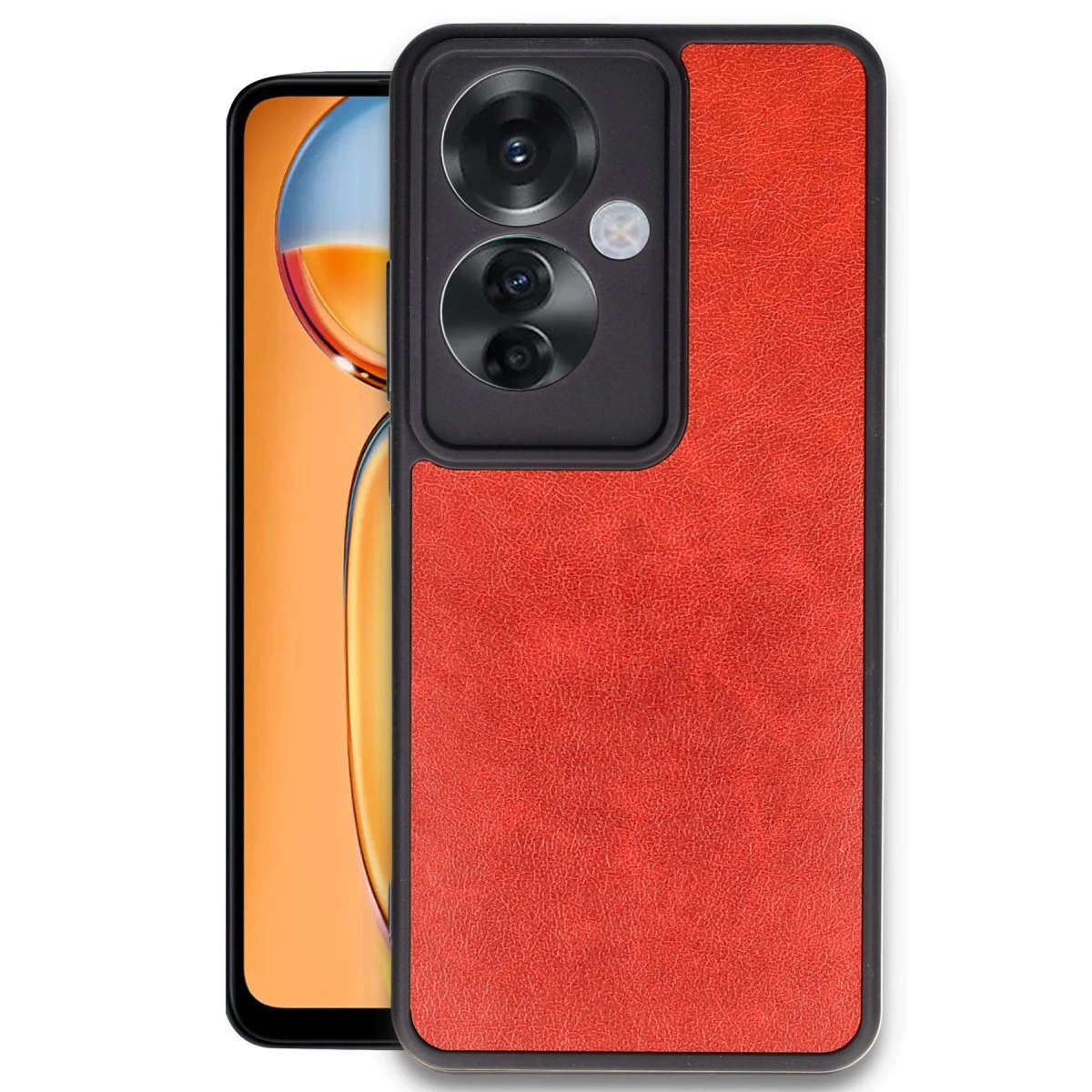 Oppo Reno 11f Kılıf Aras Deri Kapak - Kırmızı