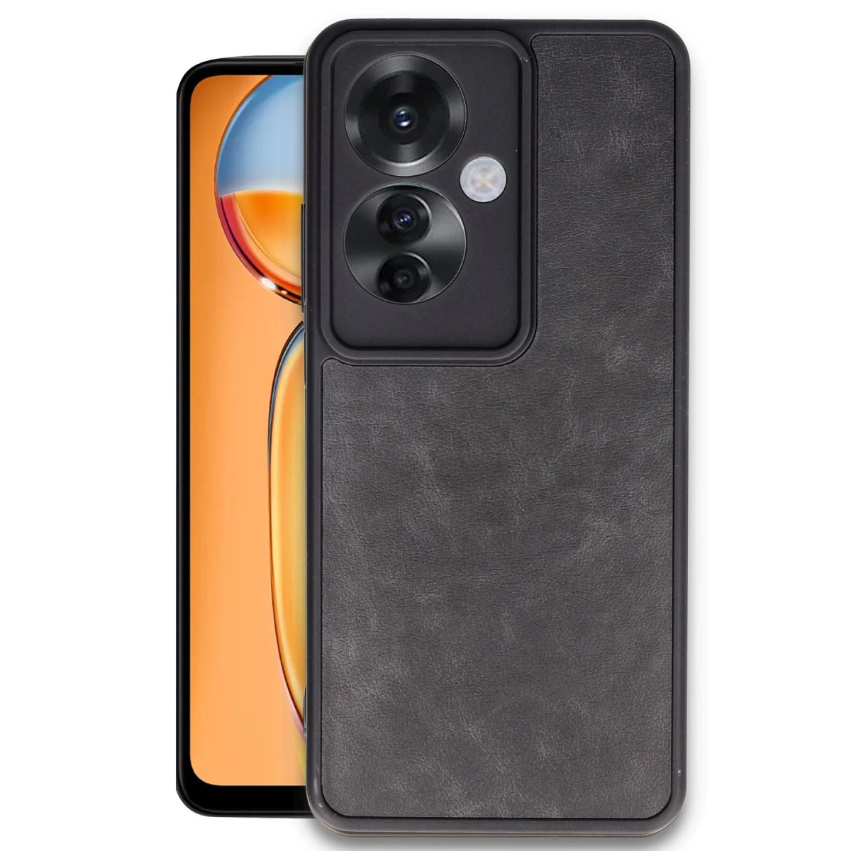 Oppo Reno 11f Kılıf Aras Deri Kapak - Siyah