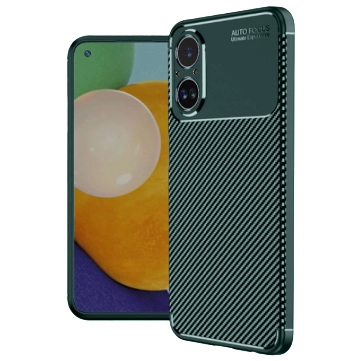 Realme 12 Lite Kılıf Auto Focus Karbon Kapak - Koyu Yeşil