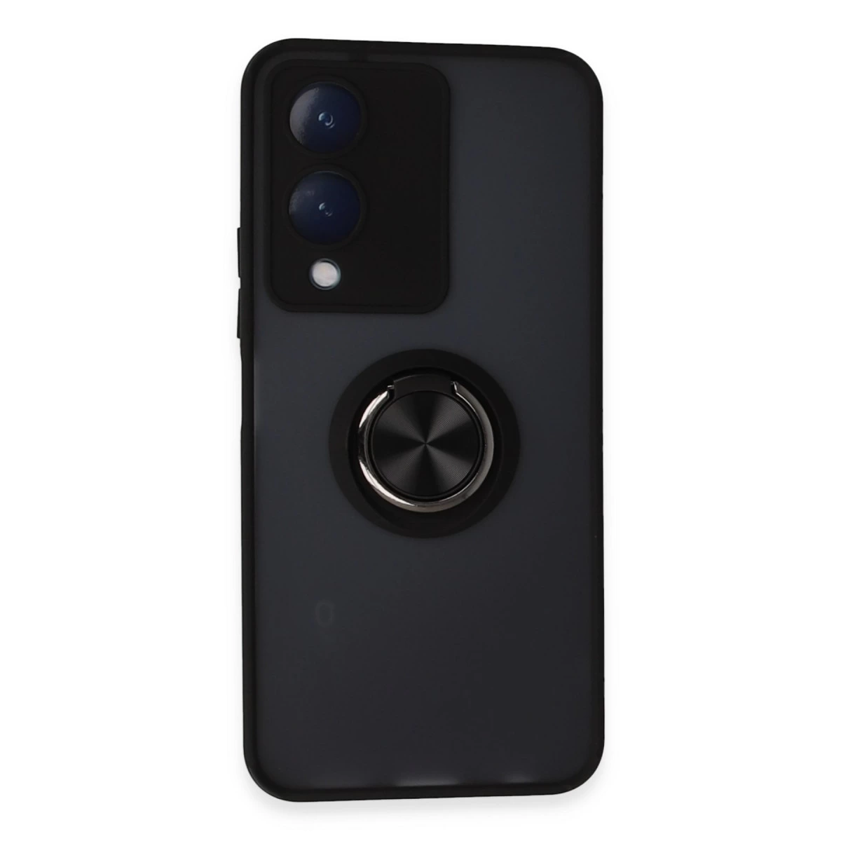 Vivo Y17s Kılıf Montreal Yüzüklü Silikon Kapak - Siyah