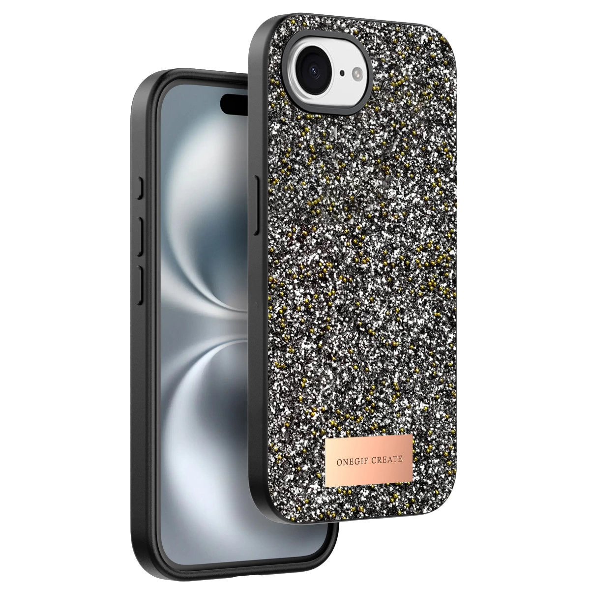Onegif  İphone 16e Bright Simli Kapak - Gümüş
