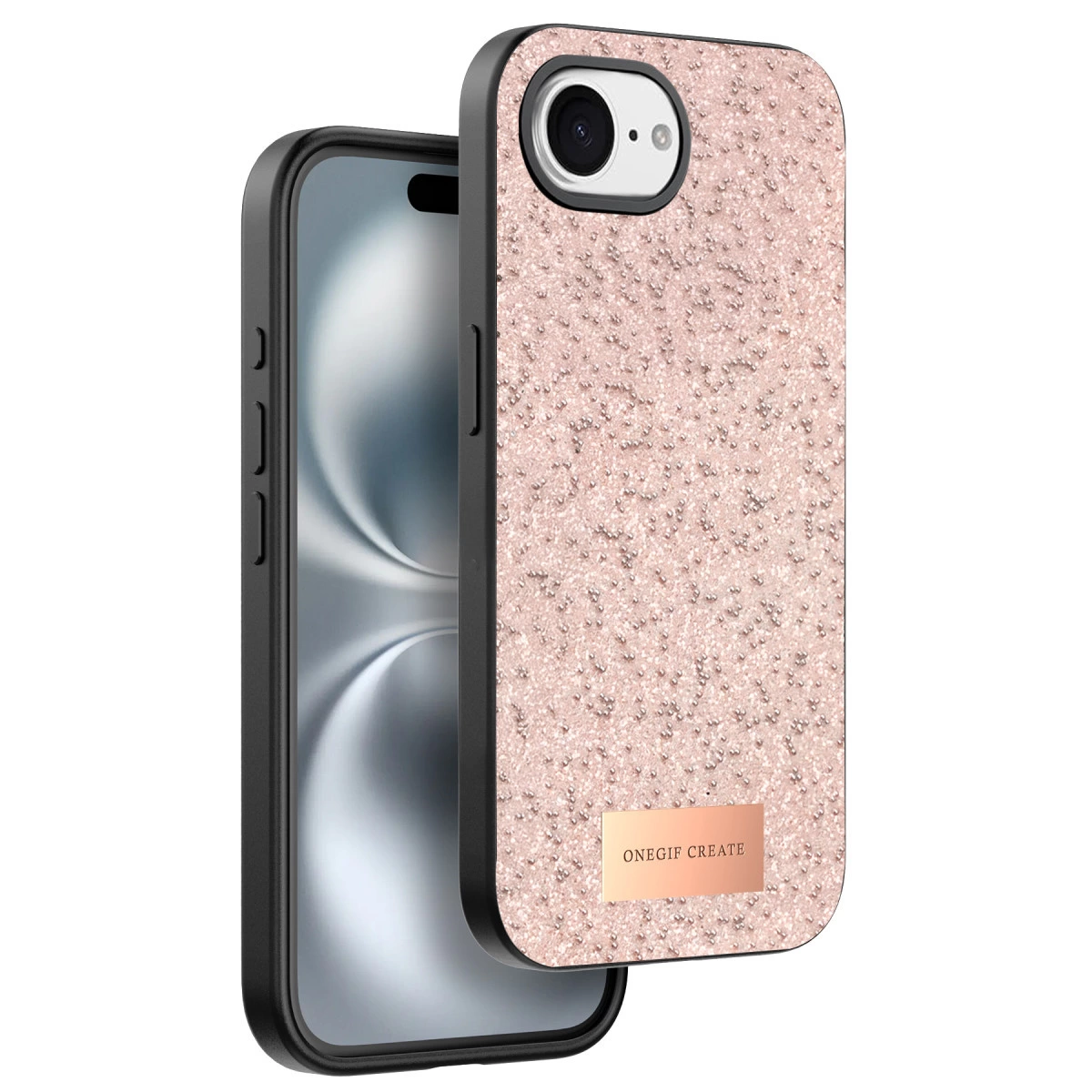 Onegif  İphone 16e Bright Simli Kapak - Pembe