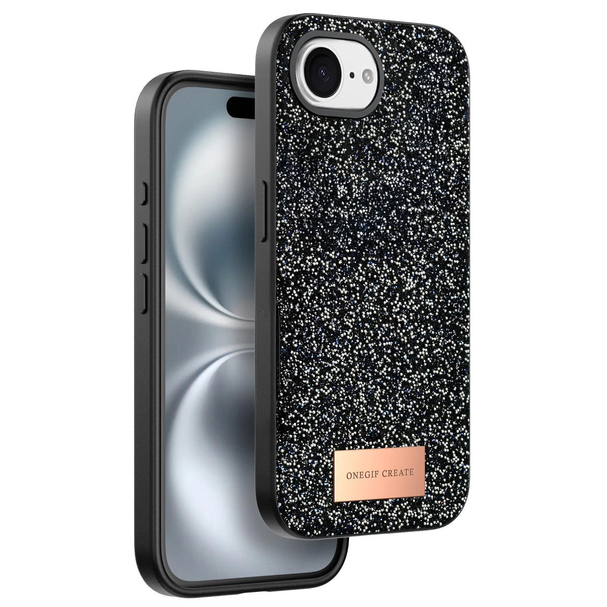 Onegif  İphone 16e Bright Simli Kapak - Siyah