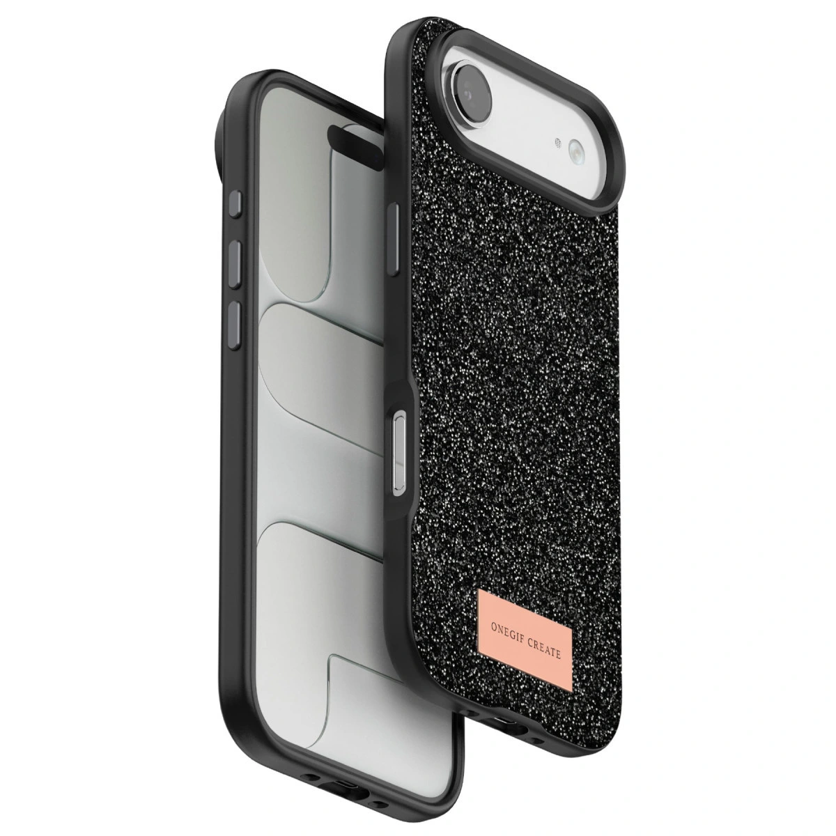 Onegif  İphone 17 Air Bright Simli Kapak - Siyah