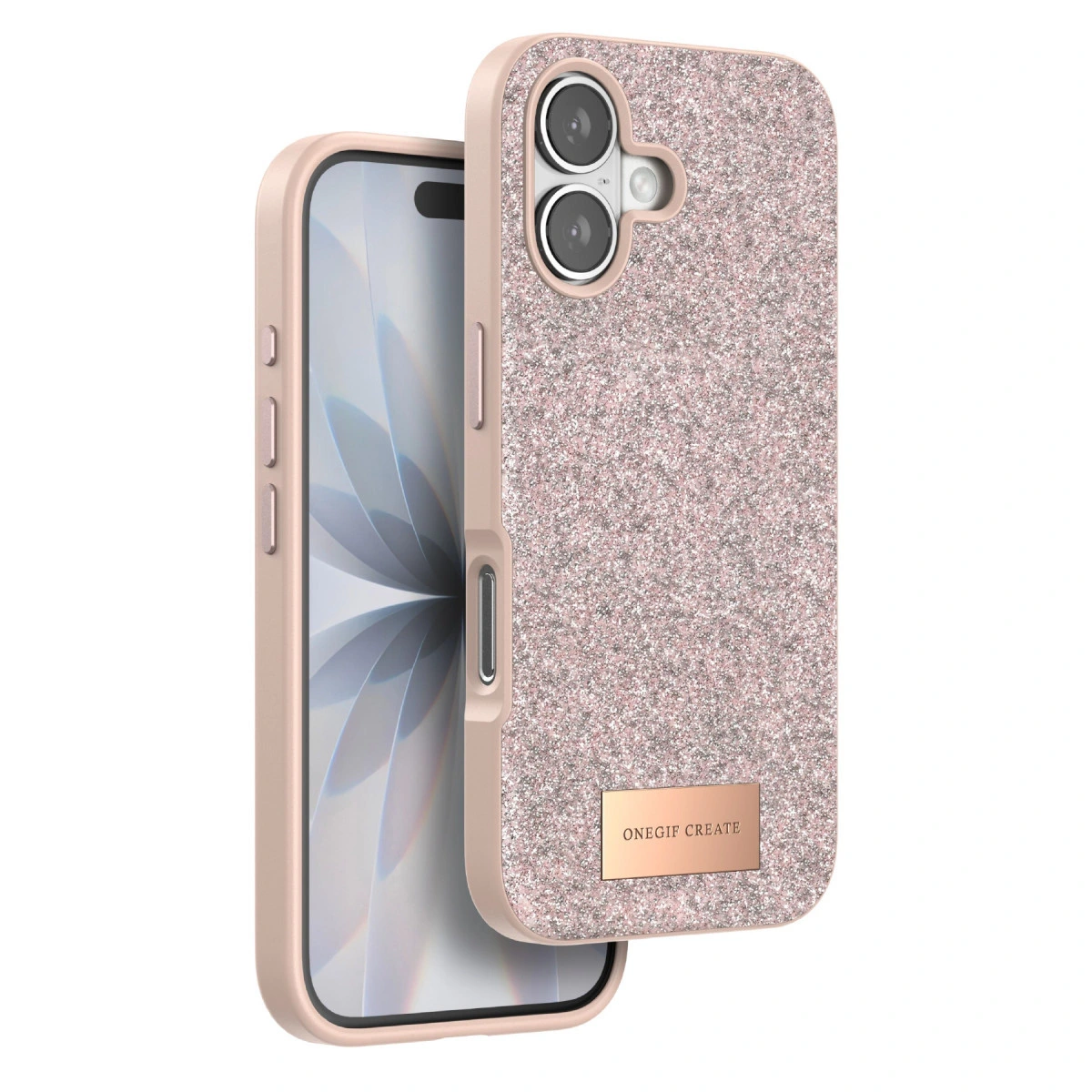 Onegif  İphone 17 Bright Simli Kapak - Pembe