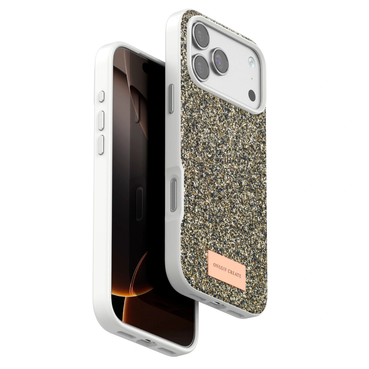 Onegif  İphone 17 Pro Bright Simli Kapak - Çöl Titanyum