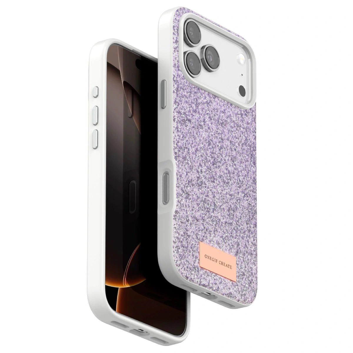 Onegif  İphone 17 Pro Max Bright Simli Kapak - Lila