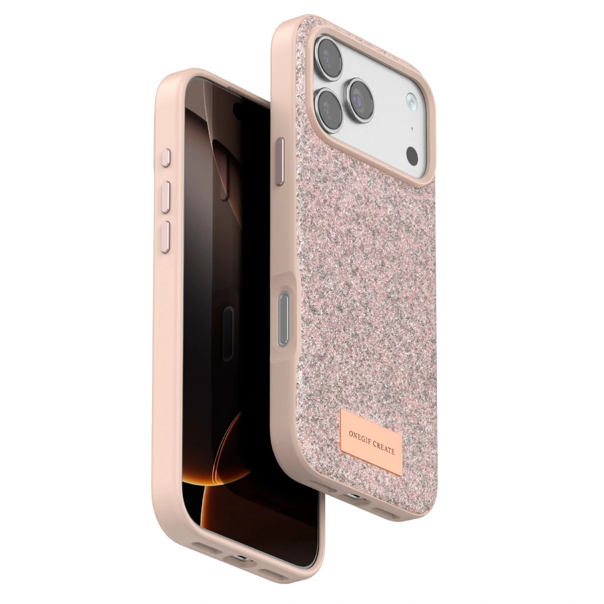 Onegif  İphone 17 Pro Max Bright Simli Kapak - Pembe