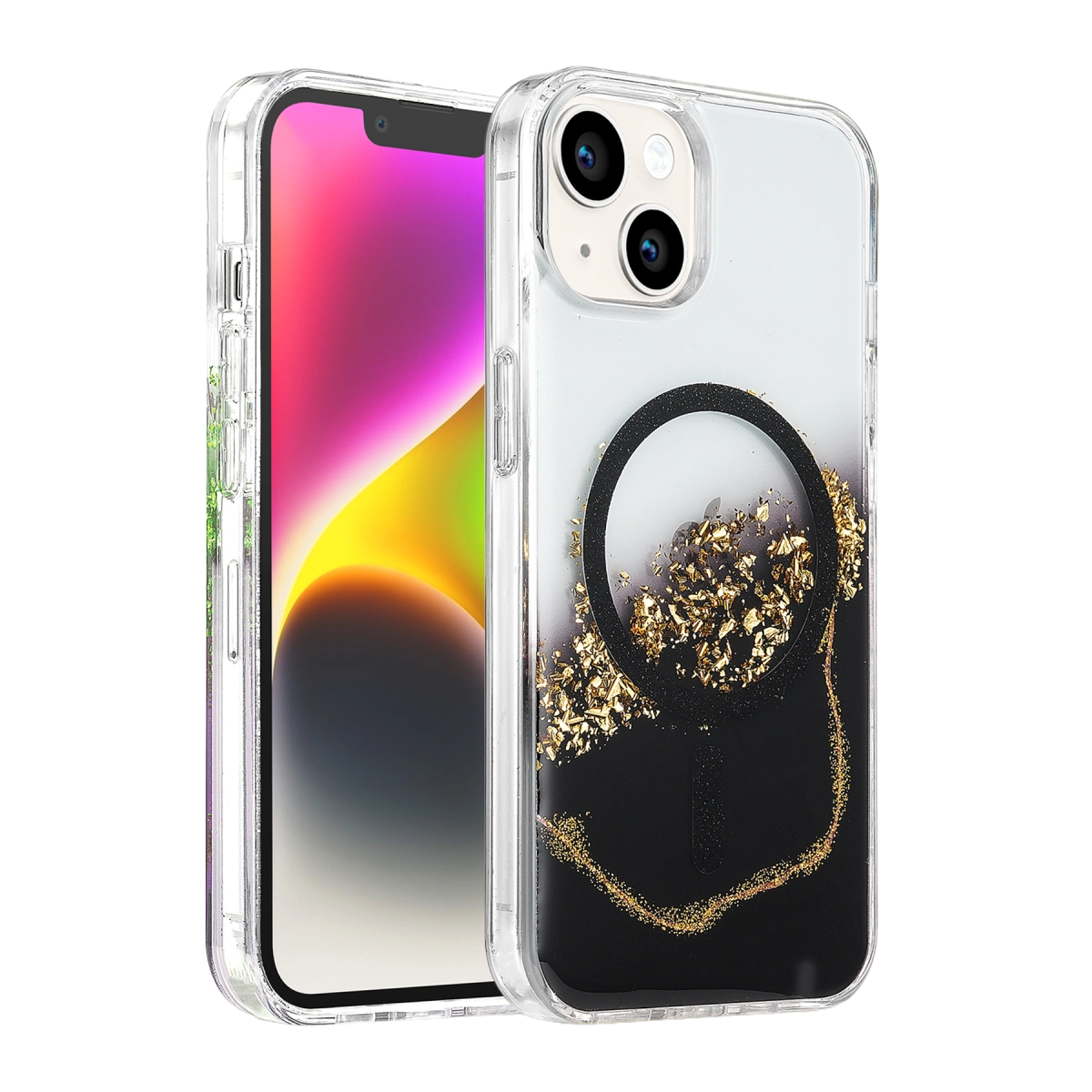 Onegif  İphone 14 Lotus Simli Magsafe Kapak - Siyah